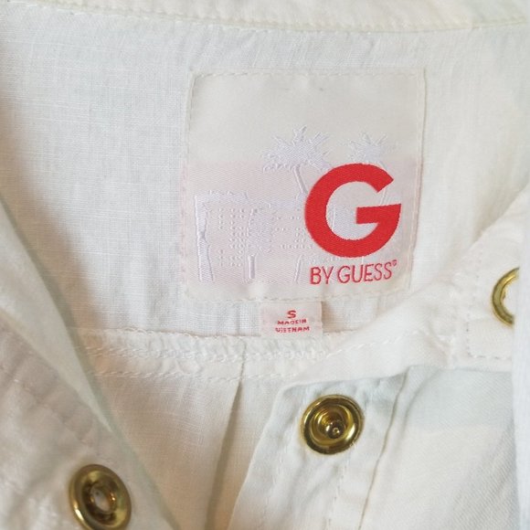 Guess Linen Off White/ Cream Cropped Jacket - Picture 2 of 7